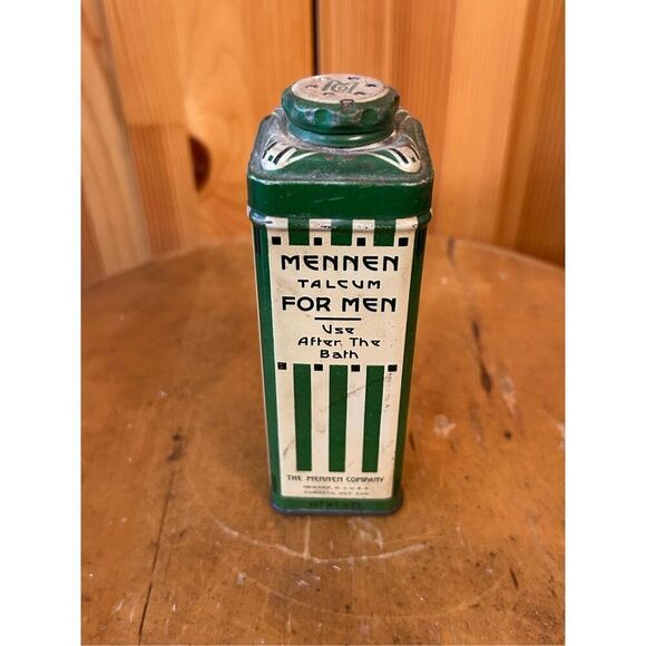 Antique Art Deco Mennen Talcum Powder After Bath Men￼Natural Advertising TIN (82 - Picture 1 of 6